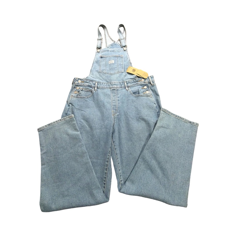 Levis Overalls Womens 18W Light Wash Denim Straight Leg Cotton Western